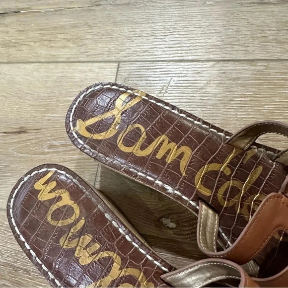 Sam Edelman Women's Slip-On Brown Leather Wedge Sandal Size 9.5M GUC - Picture 5 of 13